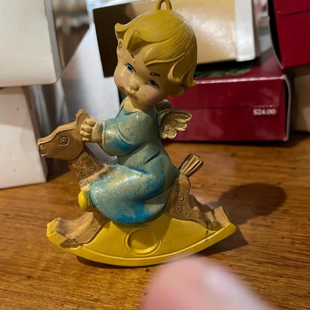 Toriart child Angel on rocking horse